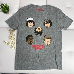 Stranger Things Graphic T Shirt Gray Medium